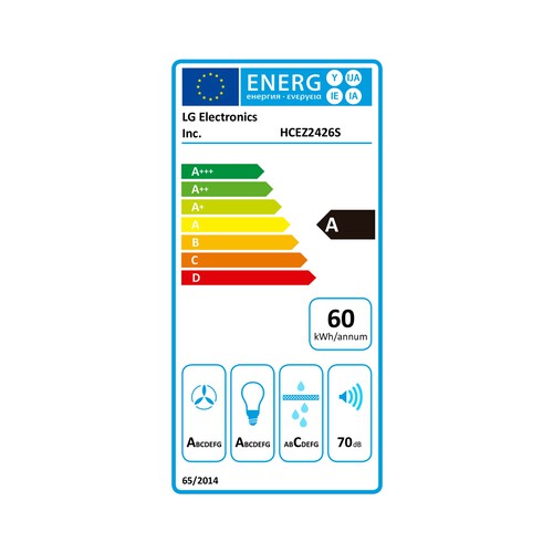 Campana extractora decorativa LG HCEZ2426S Inox, hasta 800m3h, 4 velocidades.