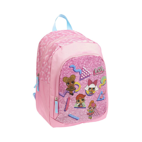 Mochila de 38cm, LOL, 2 compartimentos, color rosa, ALCAMPO.