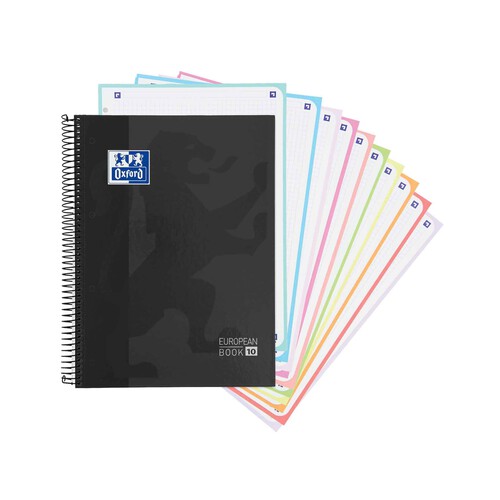 Cuaderno Europeanbook 10 Tapa  Extraduras Tamaño A4+  150H  5X5 Negro OXFORD