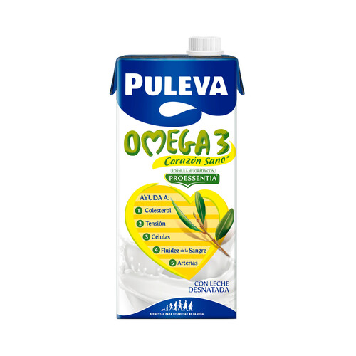 PULEVA Preparado lacteo desnatado, enriquecido con ácido oleico  Omega 3 1 l.