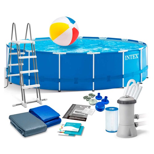 Piscina tubular con estructura metálica INTEX medidas 4,57x1,22 mts. 