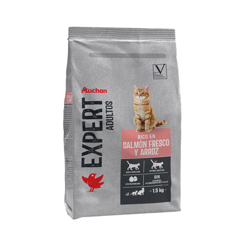 PRODUCTO ALCAMPO Alimento de gato salmón y arroz Auchan expert 1,5 kg.