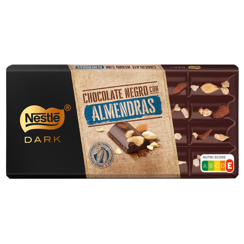 NESTLÉ Dark Chocolate negro con almendras 150 g.