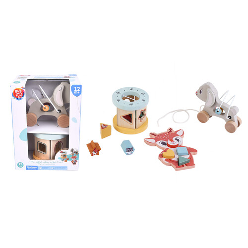 Playset encajable de madera, +12 meses, ONE TWO FUN.