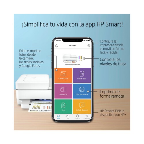 Impresora multifunción tinta HP Envy 6430e, WiFi, USB, color, 3 meses impresión Instant Ink, 2K4U7B.