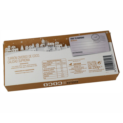 PRODUCTO ALCAMPO Turrón de coco  250 g.