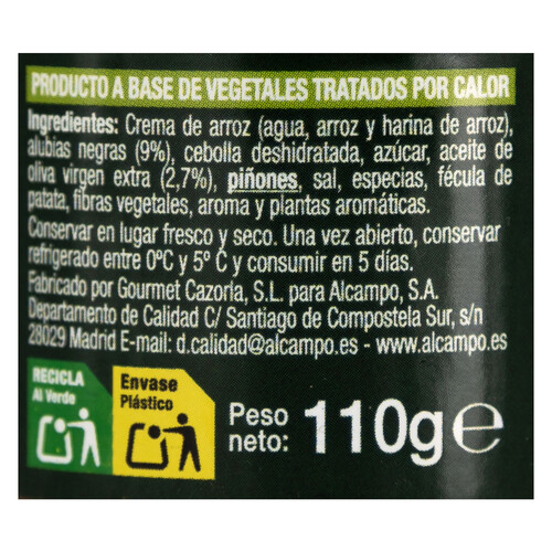 PRODUCTO ALCAMPO Paté de alubias estilo morcilla 110 g.