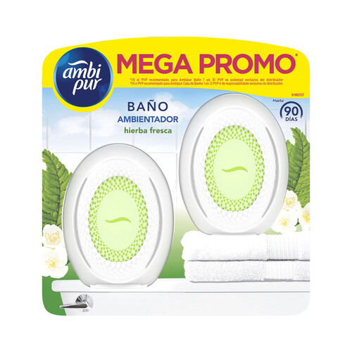 AMBIPUR Ambientador para baño con aroma a hierba fresca AMBIPUR 2 uds