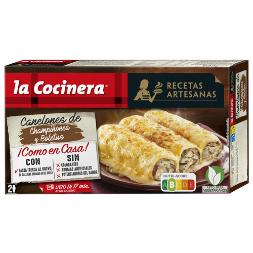 LA COCINERA Canelones de pasta fresca al huevo con champiñones y boletus LA COCINERA Recetas artesanas 500 g.