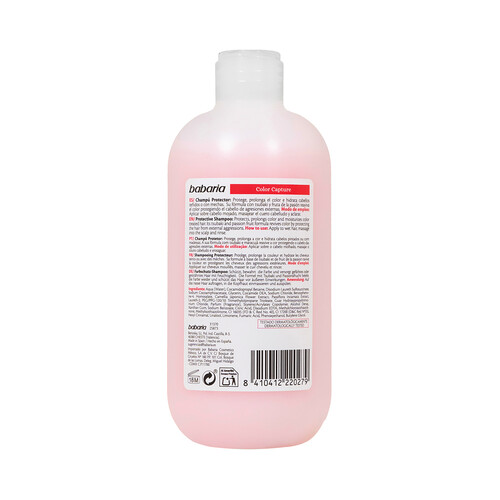 BABARIA Color capture Champú hidratante y prolongador del color, para cabellos teñidos o con mechas 500 ml.