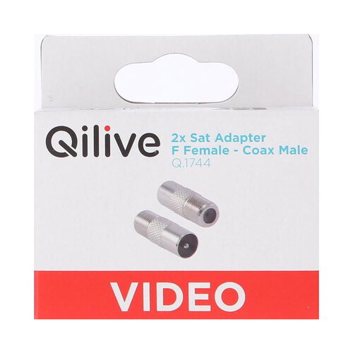 Adaptador QILIVE de coaxial macho a satélite hembra.