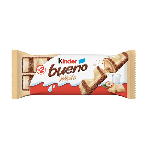 KINDER Bueno Barra cubierta de chocolate blanco y relleno cremoso 39 g.