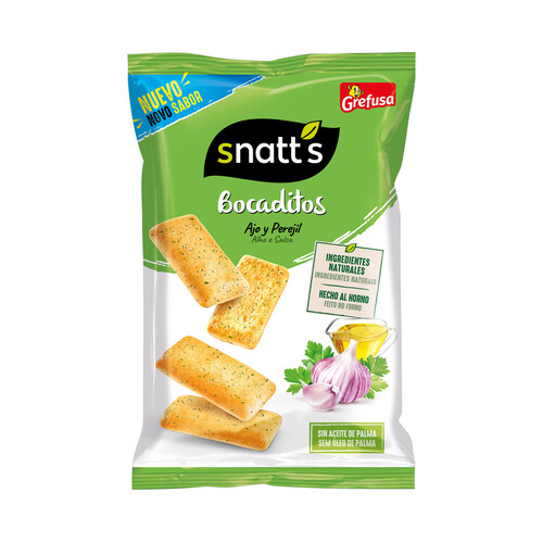 SNATT´S Bocaditos Snacks de pan sabor a ajo y perejil 110 g