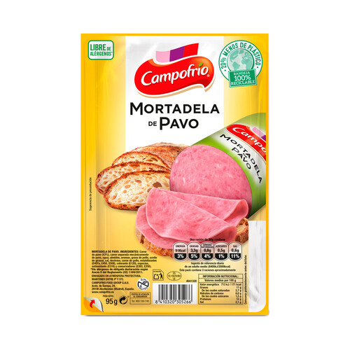 CAMPOFRÍO Mortadela de pavo, cortada en finas lonchas CAMPOFRÍO 115 g.