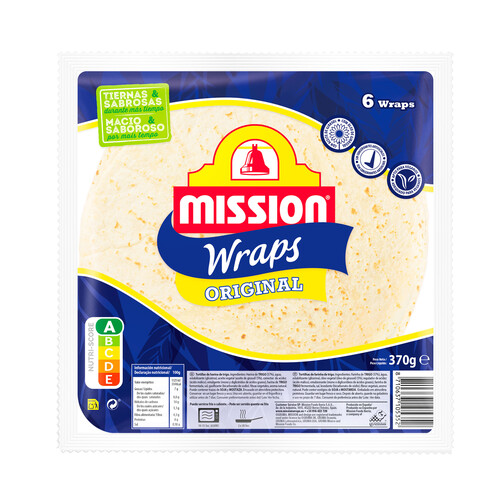 MISSION Tortilla de trigo especiales para hacer wraps 370 g.