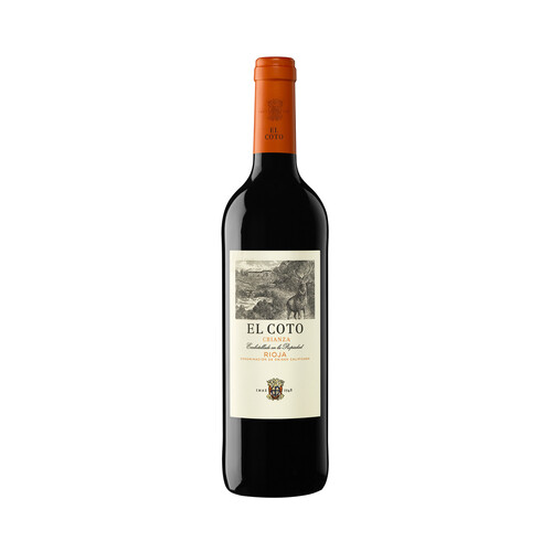 Vino tinto crianza con denominación de origen calificada Rioja EL COTO botella de 75 cl.