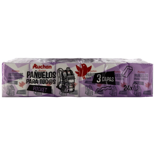 PRODUCTO ALCAMPO Pocket Pañuelos de celulosa con 3 capas 24 uds.