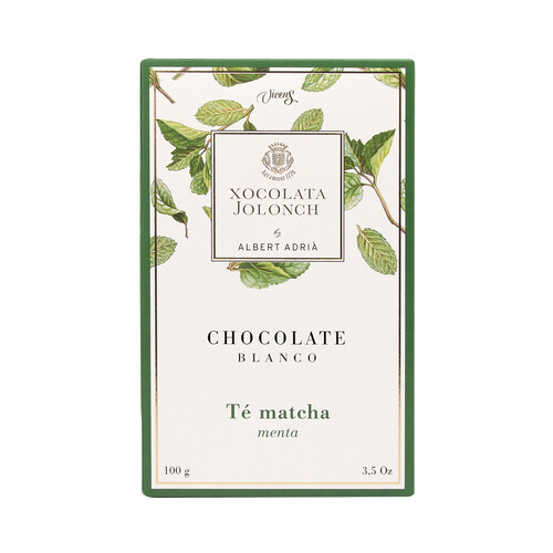 VICENS Chocolate blanco con té matcha y menta 100 g.