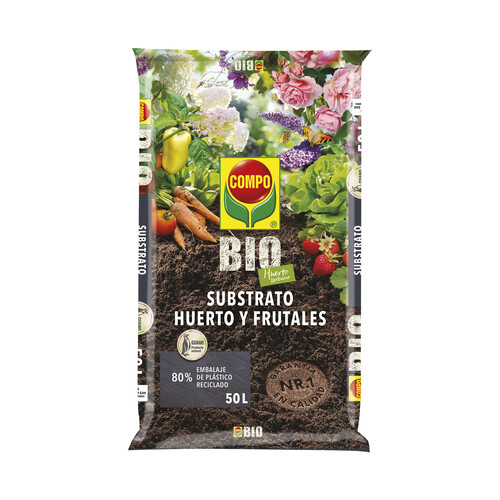 Sustrato BIO para huerto y frutales con 80% de embalaje reciclado, COMPO BIO HUERTO URBANO.