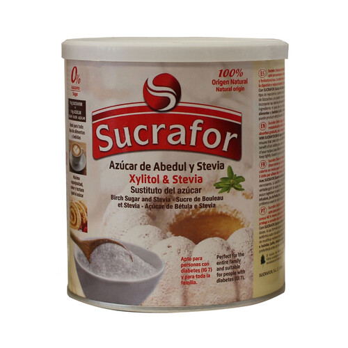 SUCRAFOR Edulcorante a base de Xilitol (Azúcar de Abedul) y Stevia 500 g.
