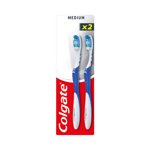 COLGATE Total Cepillo de dientes medio para una limpieza completa 2 uds.