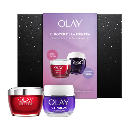 OLAY Crema regeneradora facial de día (50 ml) + crema hidratante de noche (50 ml).