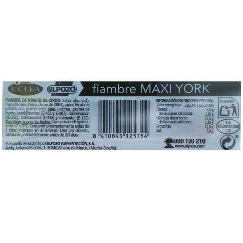 RICURA Lonchas de maxi york 450 g.