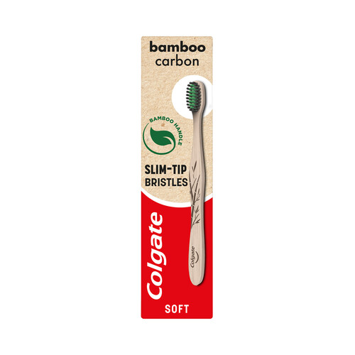 COLGATE Cepillo de dientes con mango de bambú y filamentos suaves de punta delgada impregnadas de carbón COLGATE.