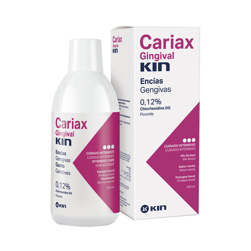 CARIAX Enjuague bucal con sabor a menta, para el cuidado intensivo de las encías CARIAX 500 ml.