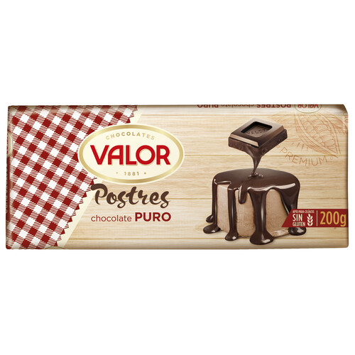 VALOR Chocolate puro especial para postres 200 g.