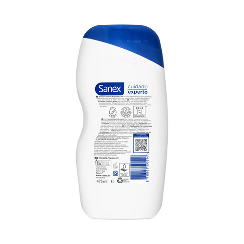 SANEX Cuidado experto kids Gel de ducha y espuma de baño, para todo tipo de peiels 475 ml.