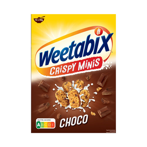 WEETABIX Mni cereales de trigo entero con chocolate, enriquecidos con vitaminas y hierro 500 g.