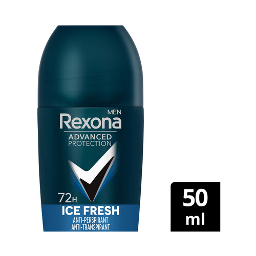 REXONA Men advanced protection ice fresh Desodorante roll on para hombre, que no deja manchas en la ropa 50 ml.