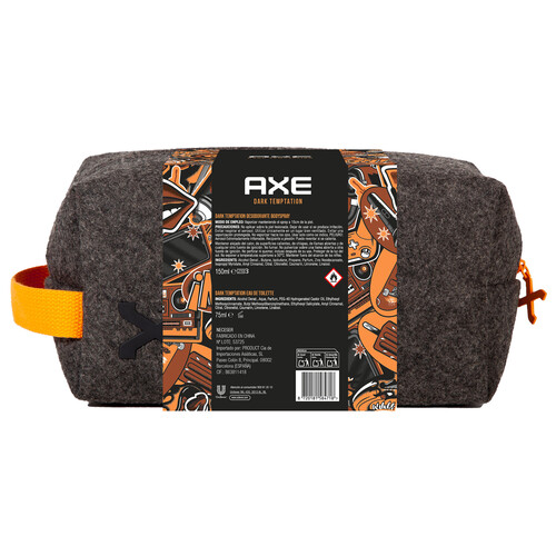 AXE Dark temration Neceser con asa y cierre de cremallera con desodorante y eau de toilette para hombre.