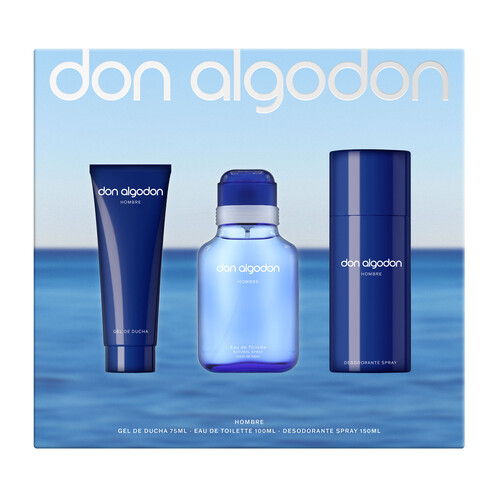 DON ALGODÓN Estuche para hombre con colonia, gel y desodorante.