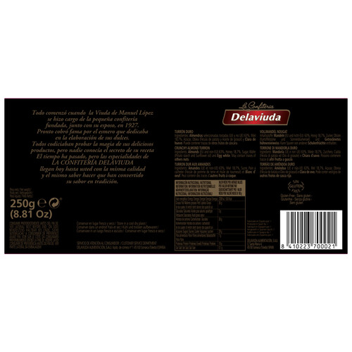 Turrón duro DELAVIUDA 250 g.