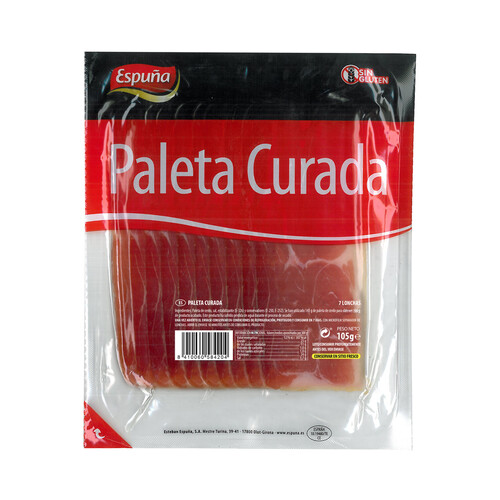 ESPUÑA Paleta de cerdo curada. sin gluten y cortada en lonchas ESPUÑA 105 g.