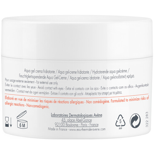 THERMALE AVÉNE Hydrance Aqua gel-crema hidratante, para pieles sensibles deshidratada 50 ml.