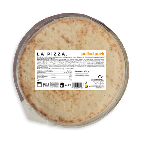 DEORO Pizza fresca de pulled pork 400 g.