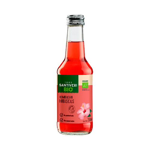 SANTIVERI Bio Kombucha con hibiscus ecológicos botella 25 cl.