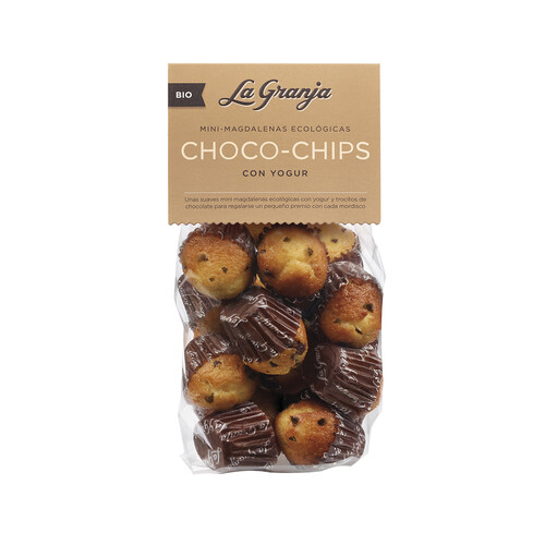 Mini magdalenas choco-chip ecológicas con yogur LA GRANJA 200 g.