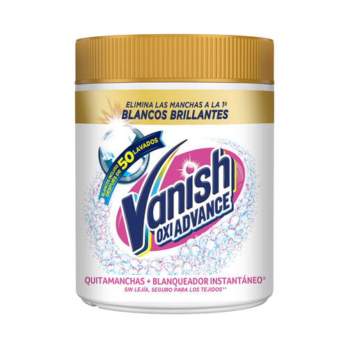 VANISH Potenciador del lavado multifunción con triple efecto: quitamanchas, blanqueante instantáneo y cuidado/brillo de los blancos VANISH OXI ADVANCE 400 g.