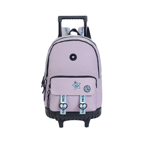 Mochila juvenil con ruedas trolley, varios compartimentos, color morado, KOOL SPORT.