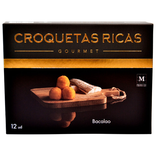 CROQUETAS RICAS Croquetas 100% caseras, ultracongeladas y rellenas de bacalao Gourmet 300 g.