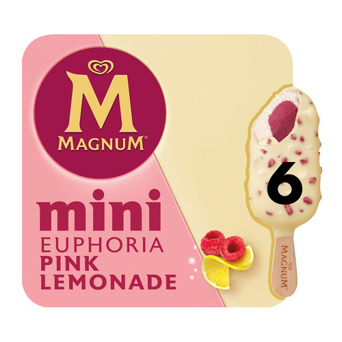 MAGNUM Euphoria de Frigo Mini bombón helado de limón, frambuesa y chocolate blanco 6 x 55 ml.