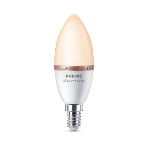 Bombilla Led inteligente E14, WiFi + Bluetooth, 4,9W=40W, blanco ajustable, PHILIPS.