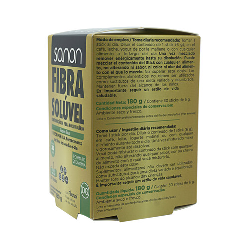 SANON Complemento alimenticio a base de fibra soluble de alta disolución 30 sticks.