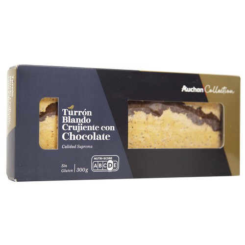 Turrón blando crujiente con chocolate ALCAMPO GOURMET 300 g.