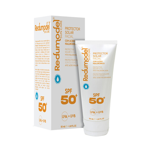 REDUMODEL Sun care Protector solar facial con ácido Hialurónico y FPS 50+ (muy alto) 50 ml.