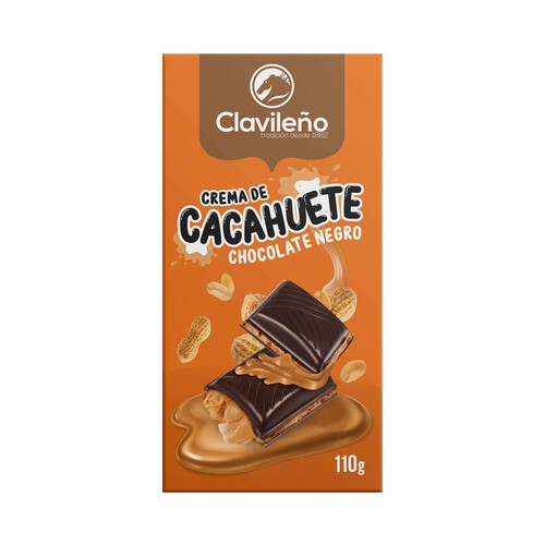 CLAVILEÑO Chocolate negro con crema de cacahuete 110 g.